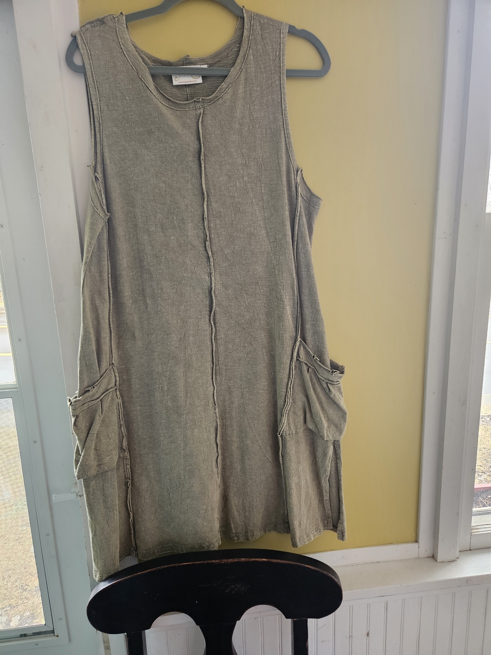 Paper Lace Sleeveless   Green Casual Pocket Dress Artsy size Large